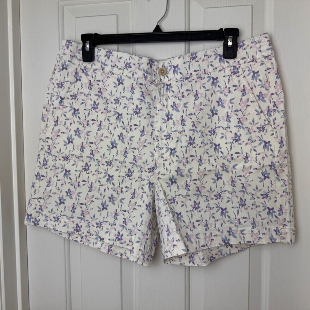Jachs Girlfriend Women Sz XXL Shorts White Floral Chino Printed Midrise